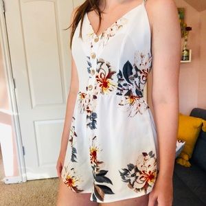 White Floral Romper